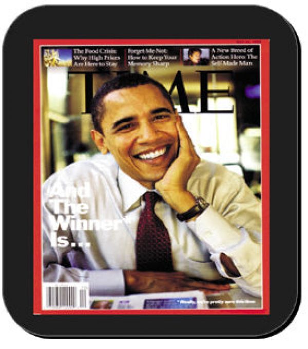 President Barack Obama, And the Winner Is Black Art Mousepad